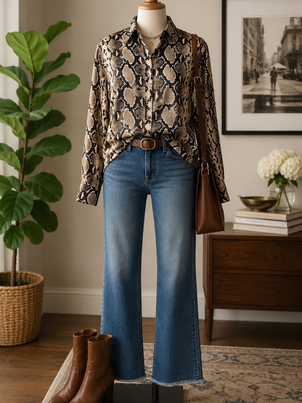 The Kooples Python Snake Print Button-Down 100% Silk Blouse French SZ 1 NWT